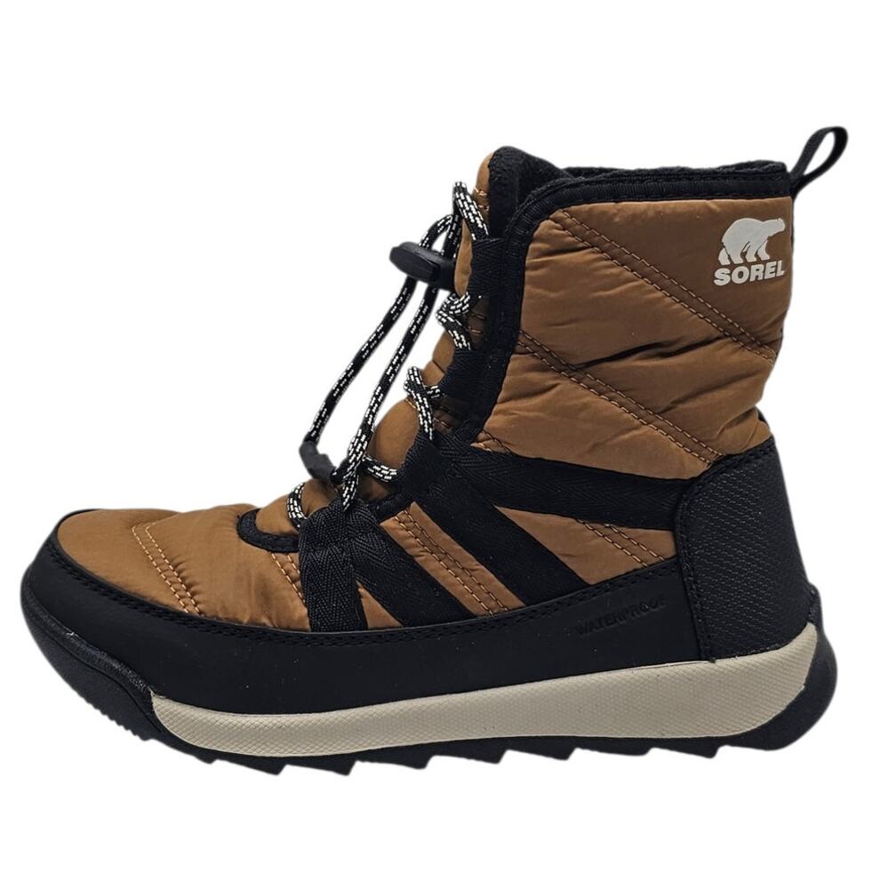 Sorel Kids Elk/Black Whitney II Short Lace Snow Waterproof Winter Utility Boots